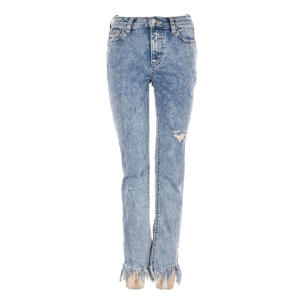 Free People Great Heights Skinny Jeans 26 Acid Wash Frayed Hem Stretch Ankle